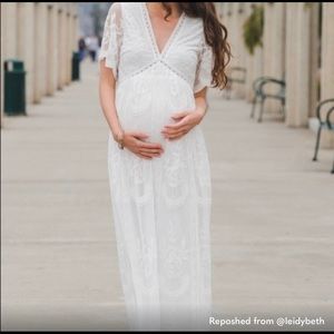 MATERNITY PINKBLUSH WHITE LACE DRESS